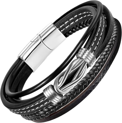 Pulsera de Cuero Infinito Multicapa para Hombre