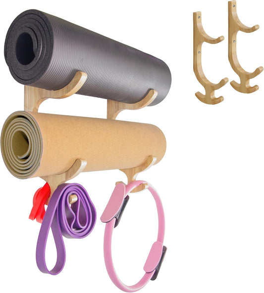 Soporte de Pared de Madera para Esterilla de Yoga
