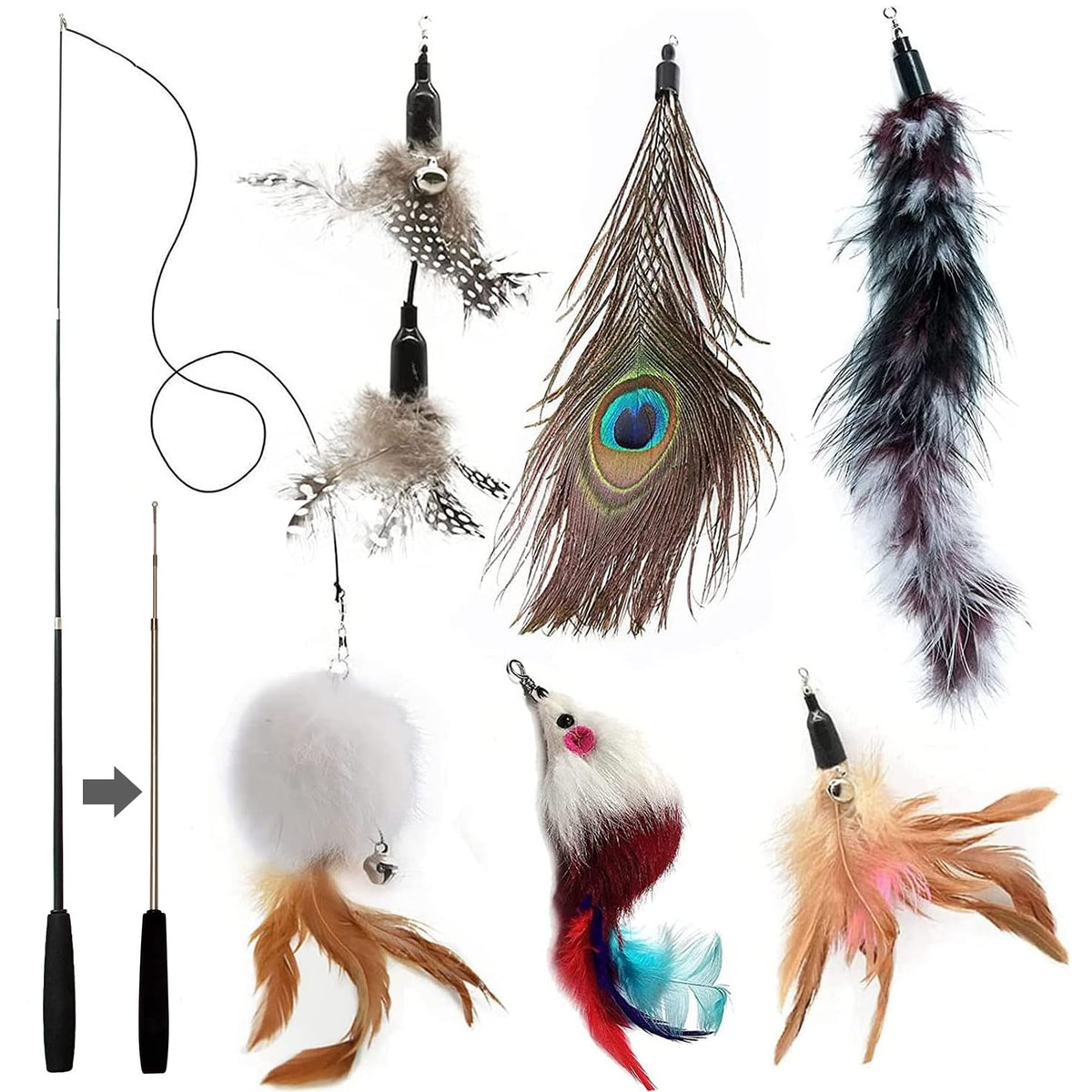 Varita de Plumas Telescópica para Gatos