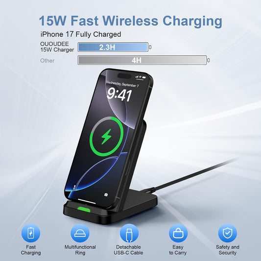 Base de carga rápida compatible con Android e iPhone