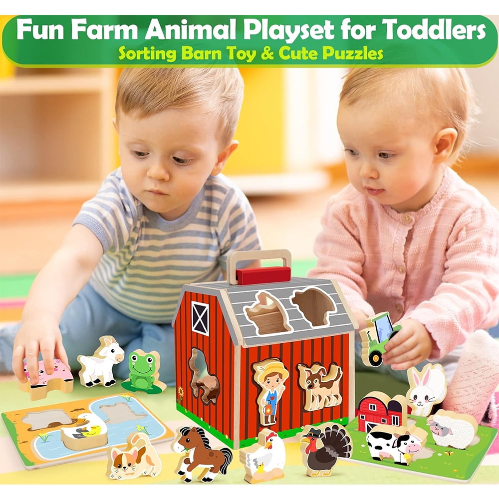 Set de Animales de Granja de Madera Montessori