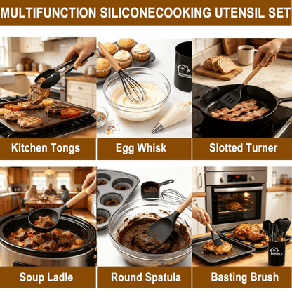 Set de 12 Utensilios de Cocina de Silicona Antiadherente