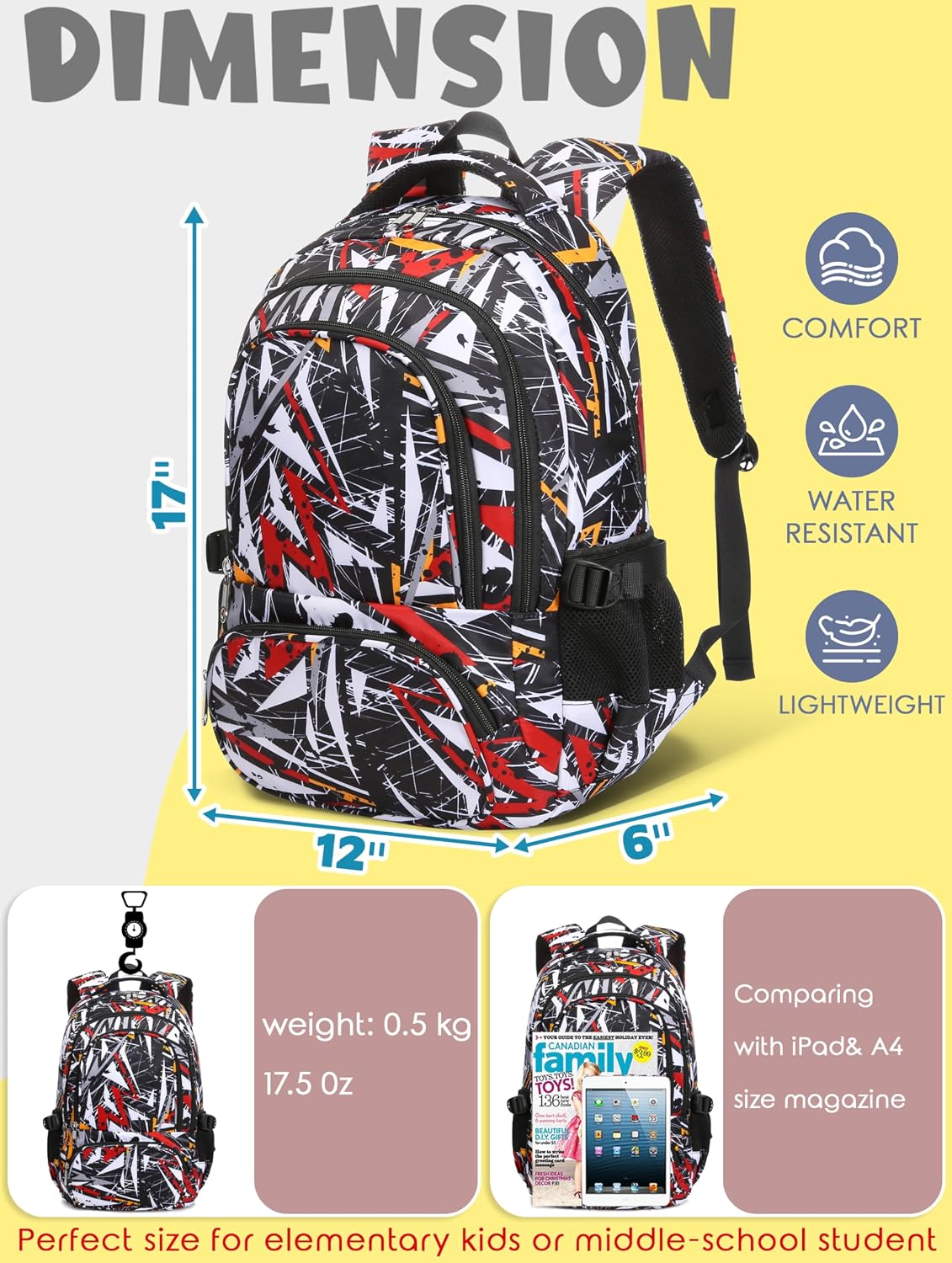 Mochila Escolar Grande para Niños con Estampado Camuflaje