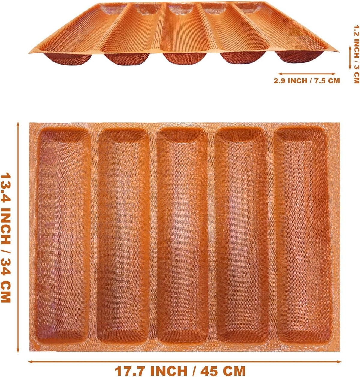 Molde de Silicona Perforado para Pan Baguette 5 Unidades