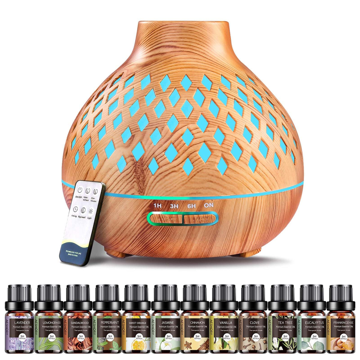 Difusor de Aromas con Luces LED y Aceites Incluidos
