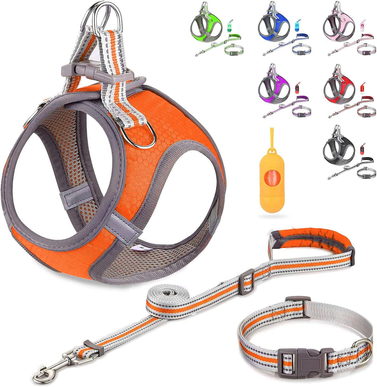 Set de Arnés Ajustable con Correa y Collar Reflectante 3M