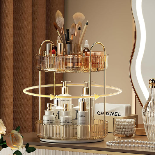 Organizador de Maquillaje Giratorio 360° de 2 Niveles