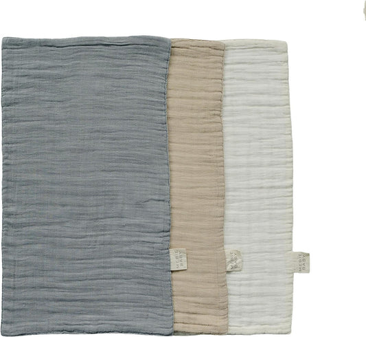 Set de 3 Paños de Muselina Estampados para Bebé