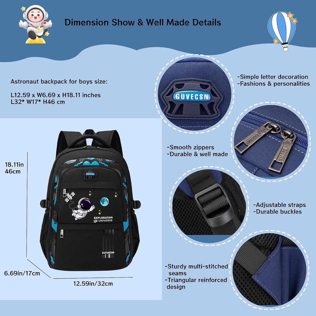 Mochila Escolar de Astronauta para Niño