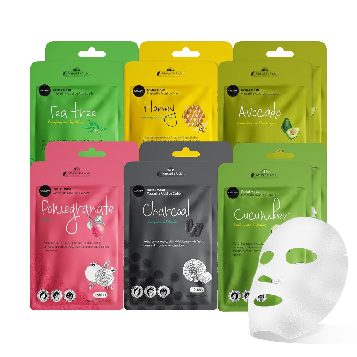 Pack de 12 mascarillas faciales coreanas