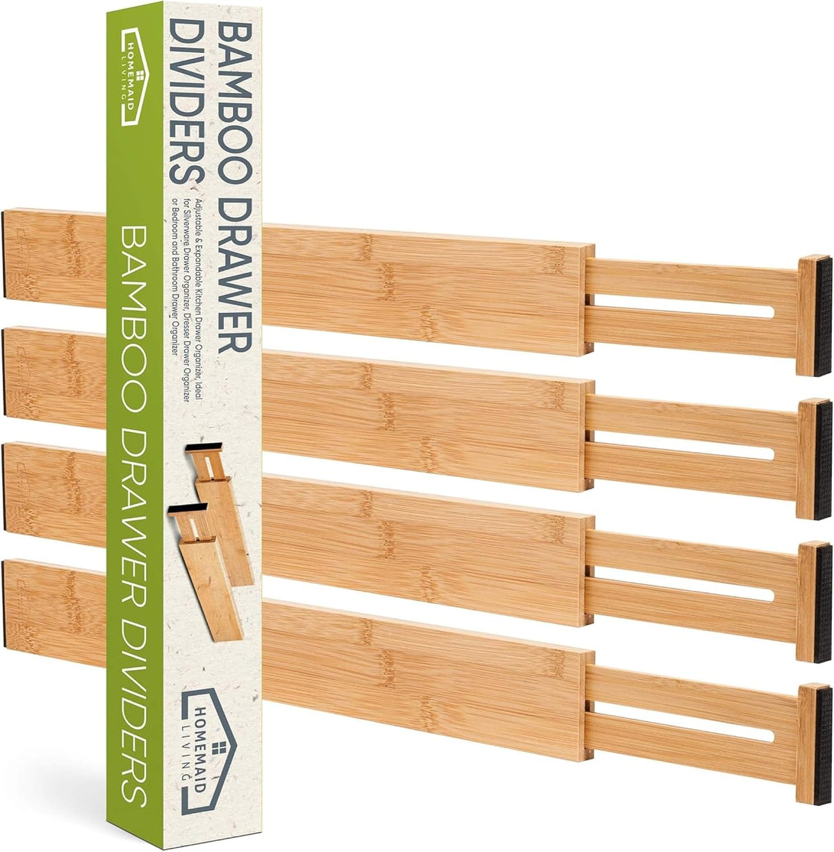 Organizador de Cajones de Bambú Ajustable (Set de 4)