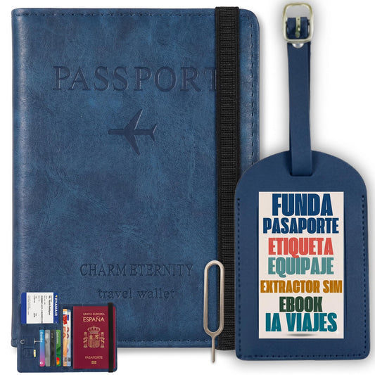 Funda de Pasaporte de Cuero con Bloqueo RFID