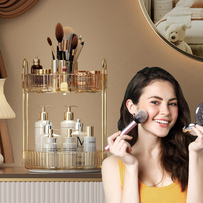 Organizador de Maquillaje Giratorio 360° de 2 Niveles