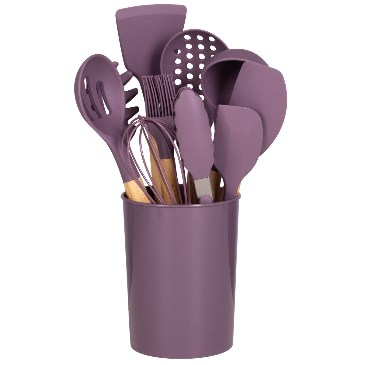 Set de 14 Utensilios de Cocina de Bambú y Silicona
