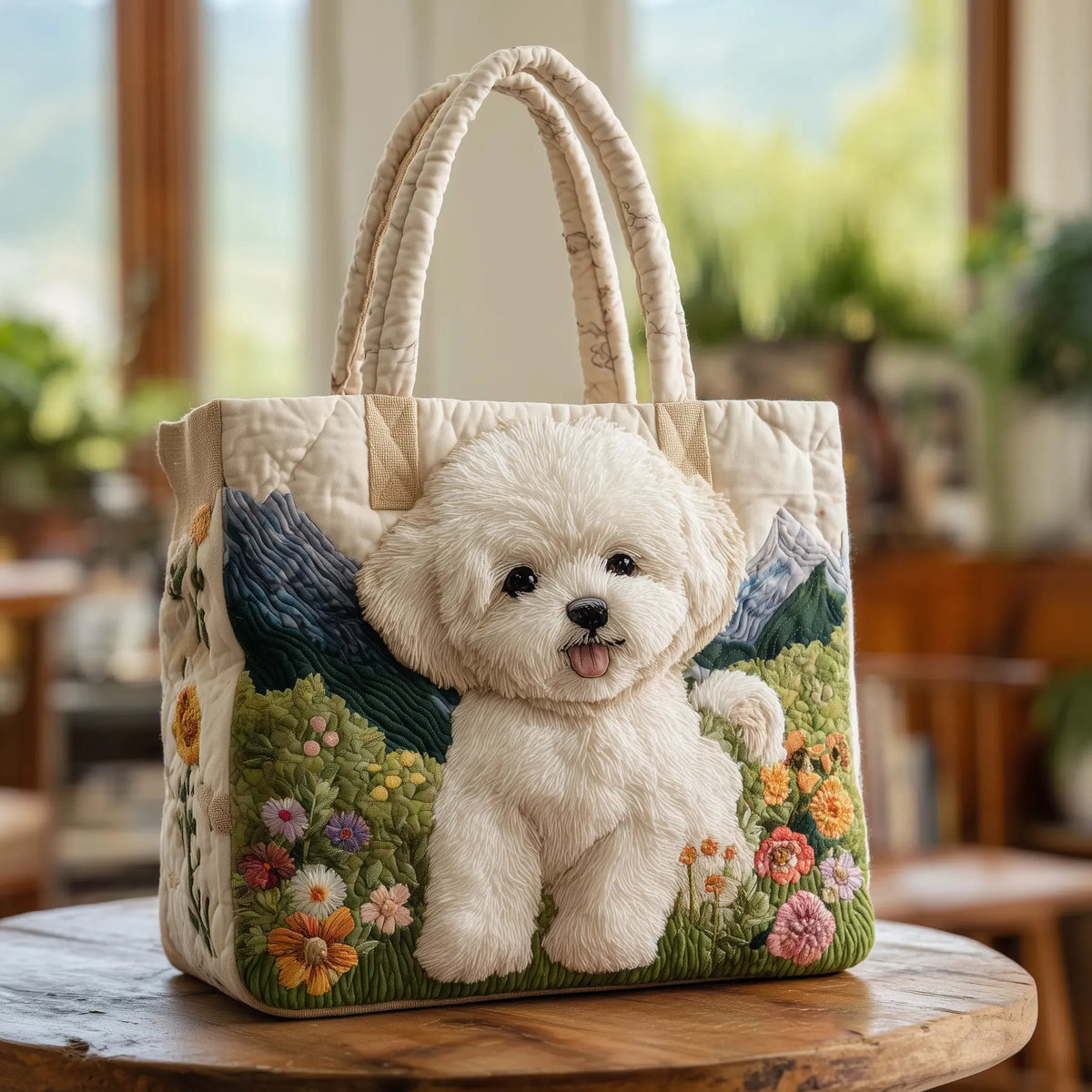 Bolso Artesanal Acolchado con Diseño de Perro