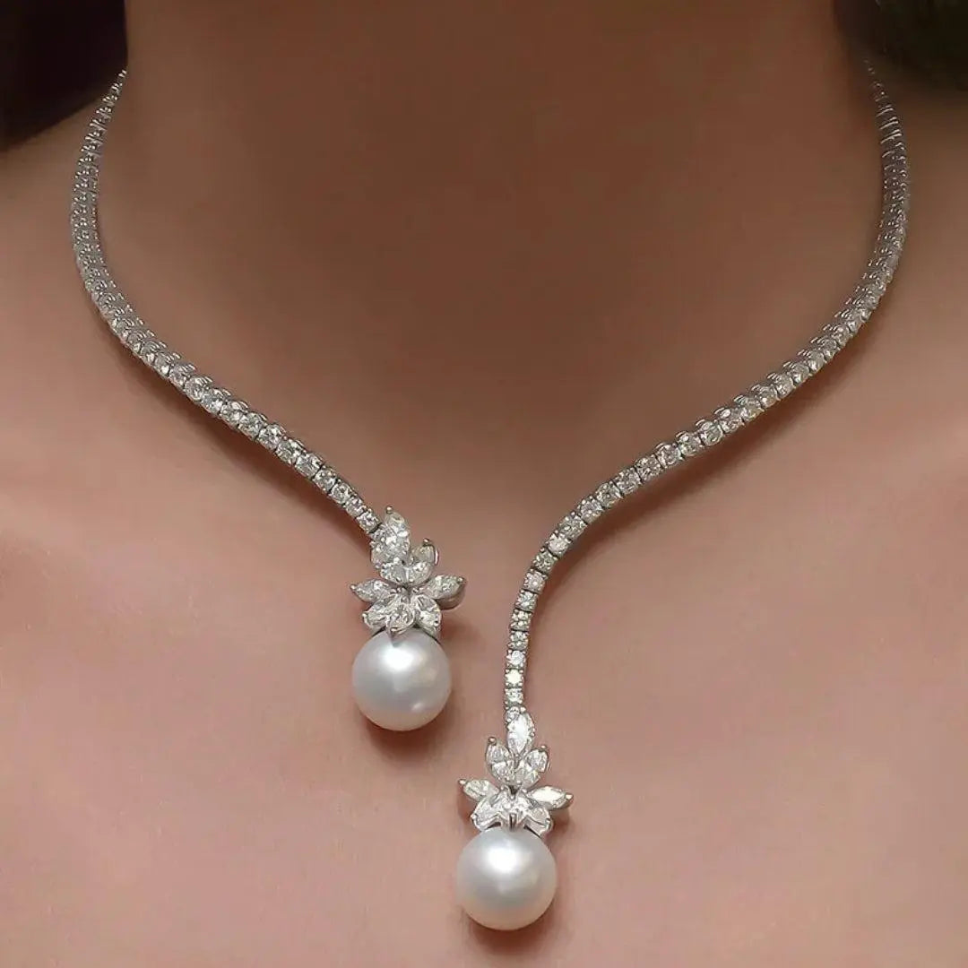 Collar Elegante de Perlas y Plata Esterlina Brillante