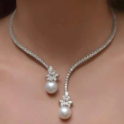 Collar Elegante de Perlas y Plata Esterlina Brillante