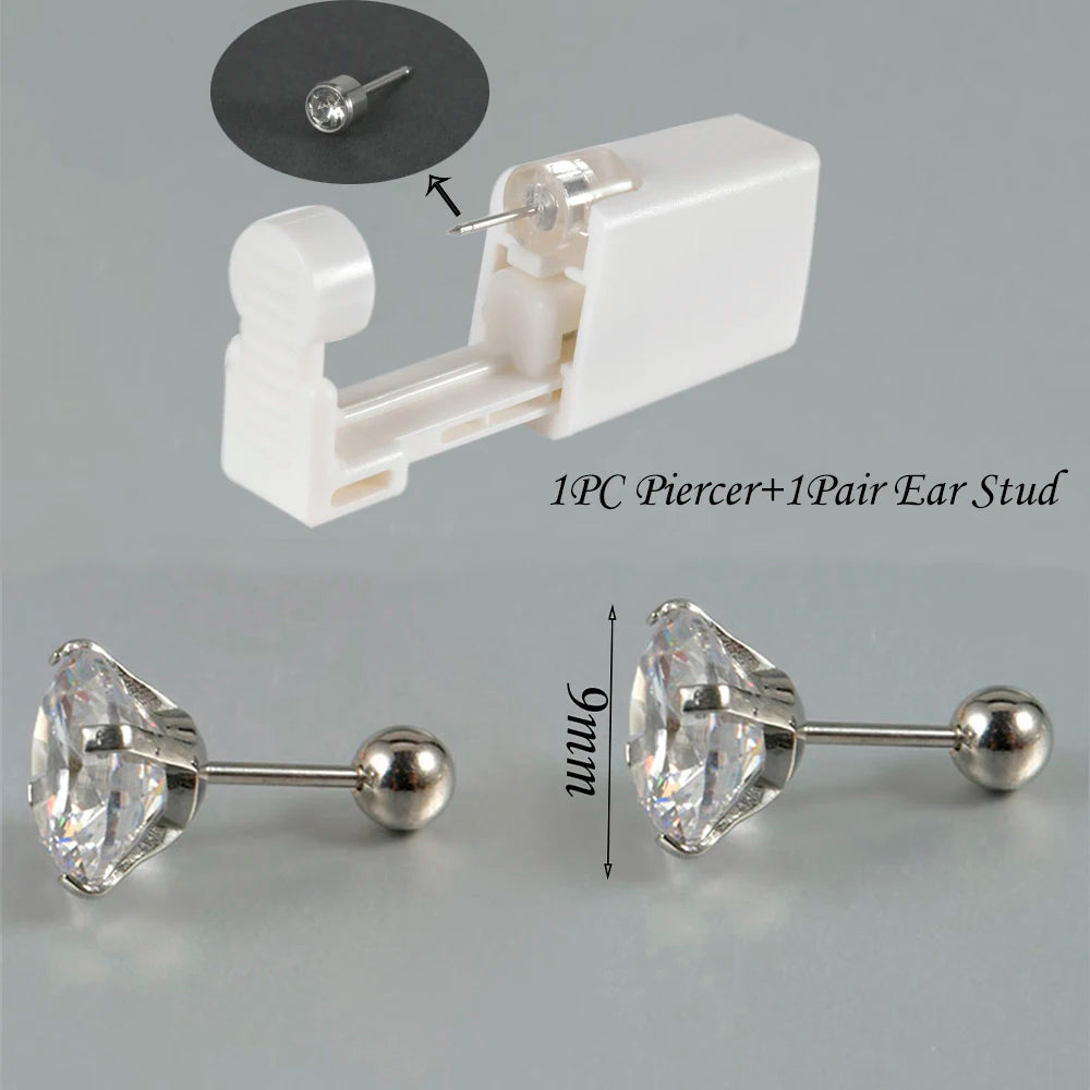 Kit de Piercing de Oreja Desechable Estéril - Circonita Redonda