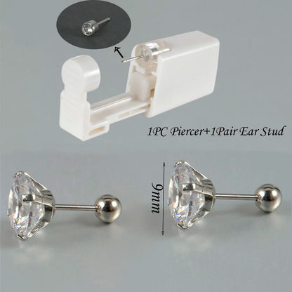 Kit de Piercing de Oreja Desechable Estéril - Circonita Redonda