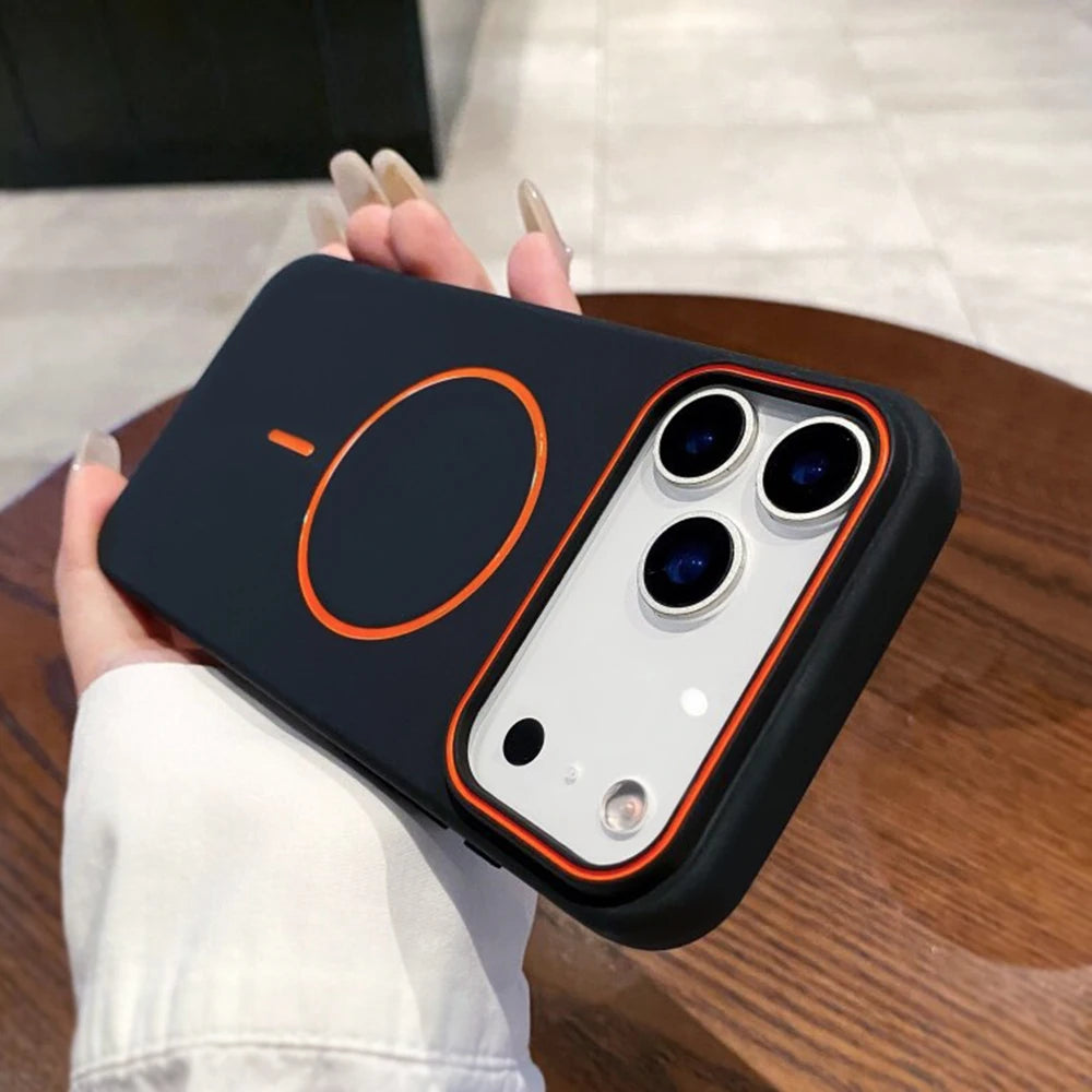 Luxury For Magsafe Silicone Phone Case For iPhone 11 12 13 14 15 16 17 18 Pro Max Magnetic Wireless Charging Back Case Cover