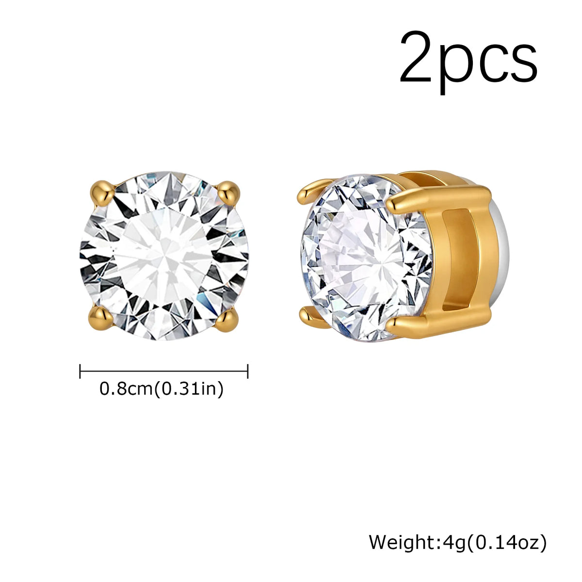 Pendientes Magnéticos sin Piercing - Circonita, Acero Inoxidable