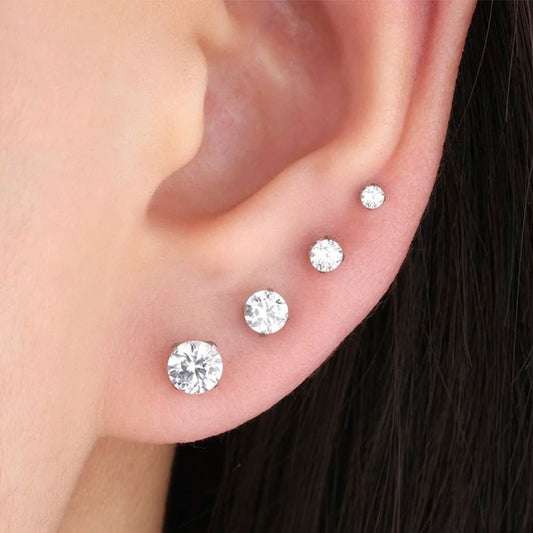 Kit de Piercing de Oreja Desechable Estéril - Circonita Redonda