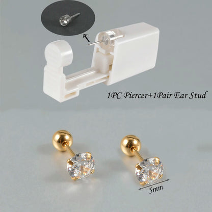 Kit de Piercing de Oreja Desechable Estéril - Circonita Redonda