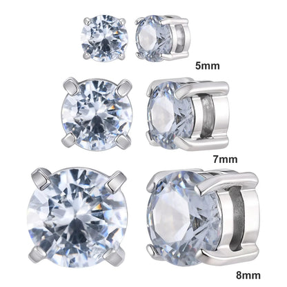 Pendientes Magnéticos sin Piercing - Circonita, Acero Inoxidable