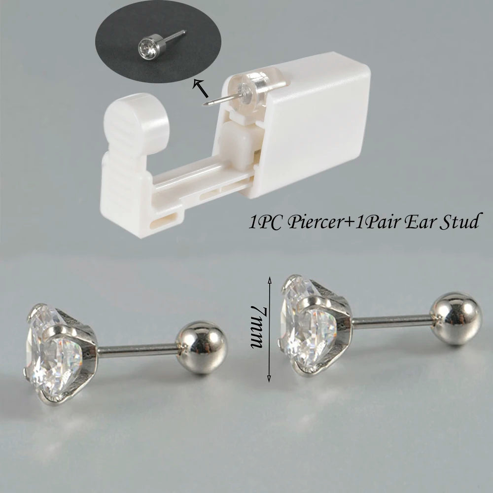 Kit de Piercing de Oreja Desechable Estéril - Circonita Redonda