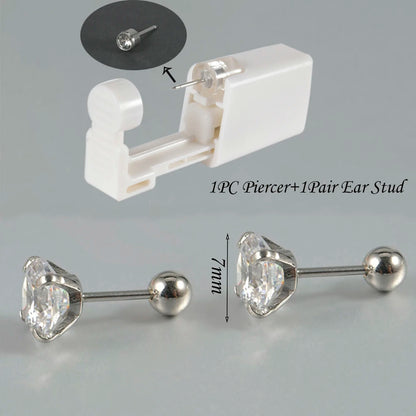 Kit de Piercing de Oreja Desechable Estéril - Circonita Redonda