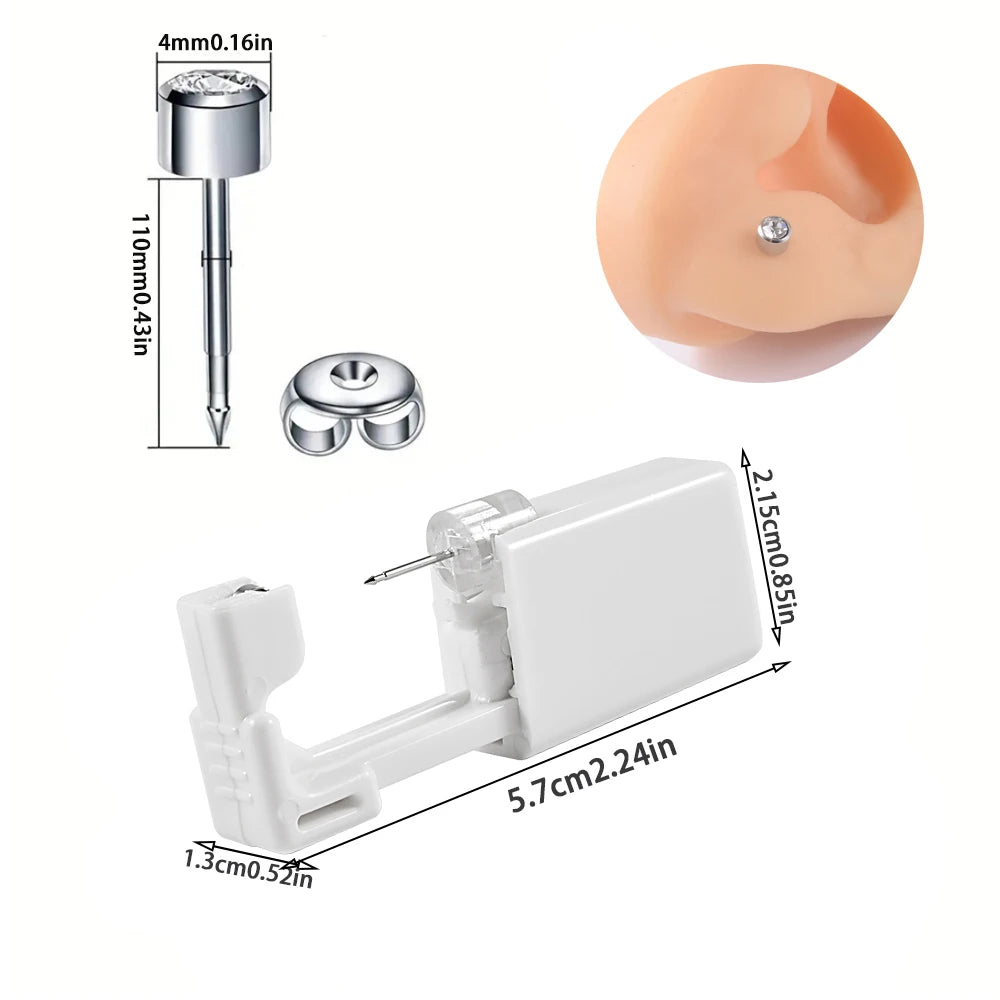Kit de Piercing de Oreja Desechable Estéril - Circonita Redonda