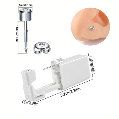 Kit de Piercing de Oreja Desechable Estéril - Circonita Redonda