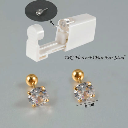 Kit de Piercing de Oreja Desechable Estéril - Circonita Redonda