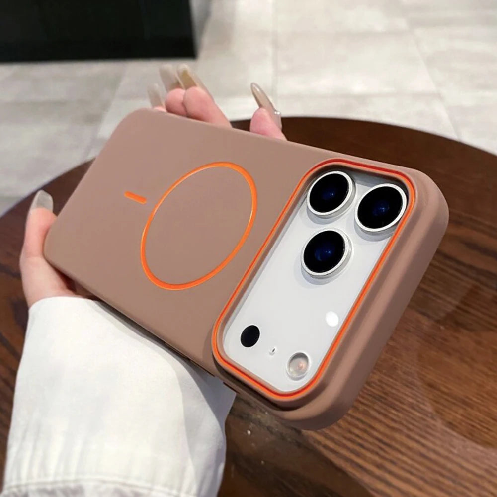 Luxury For Magsafe Silicone Phone Case For iPhone 11 12 13 14 15 16 17 18 Pro Max Magnetic Wireless Charging Back Case Cover