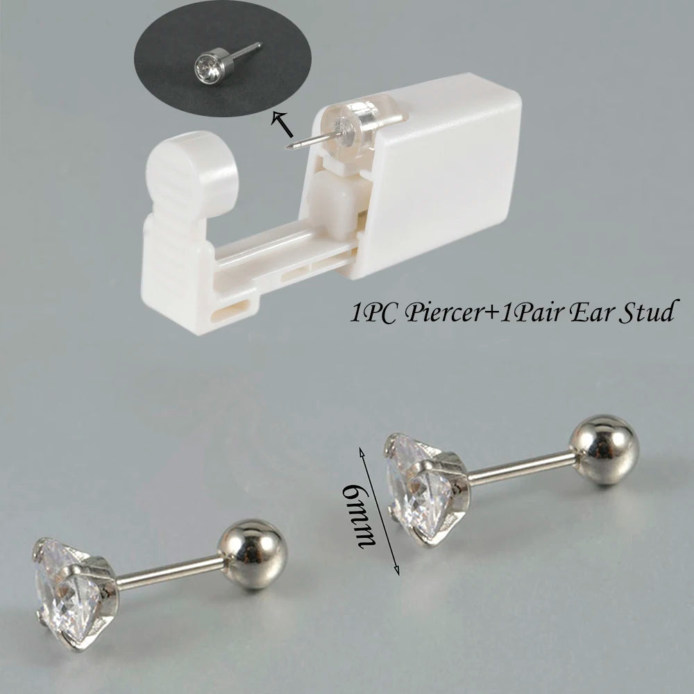 Kit de Piercing de Oreja Desechable Estéril - Circonita Redonda