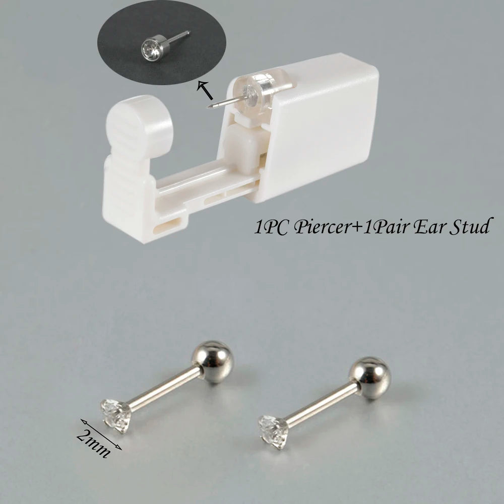 Kit de Piercing de Oreja Desechable Estéril - Circonita Redonda