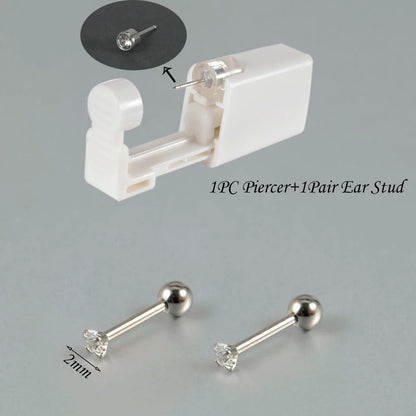 Kit de Piercing de Oreja Desechable Estéril - Circonita Redonda