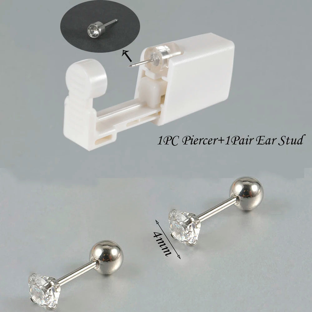 Kit de Piercing de Oreja Desechable Estéril - Circonita Redonda