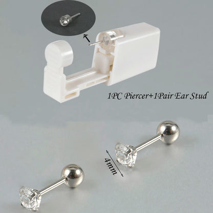 Kit de Piercing de Oreja Desechable Estéril - Circonita Redonda