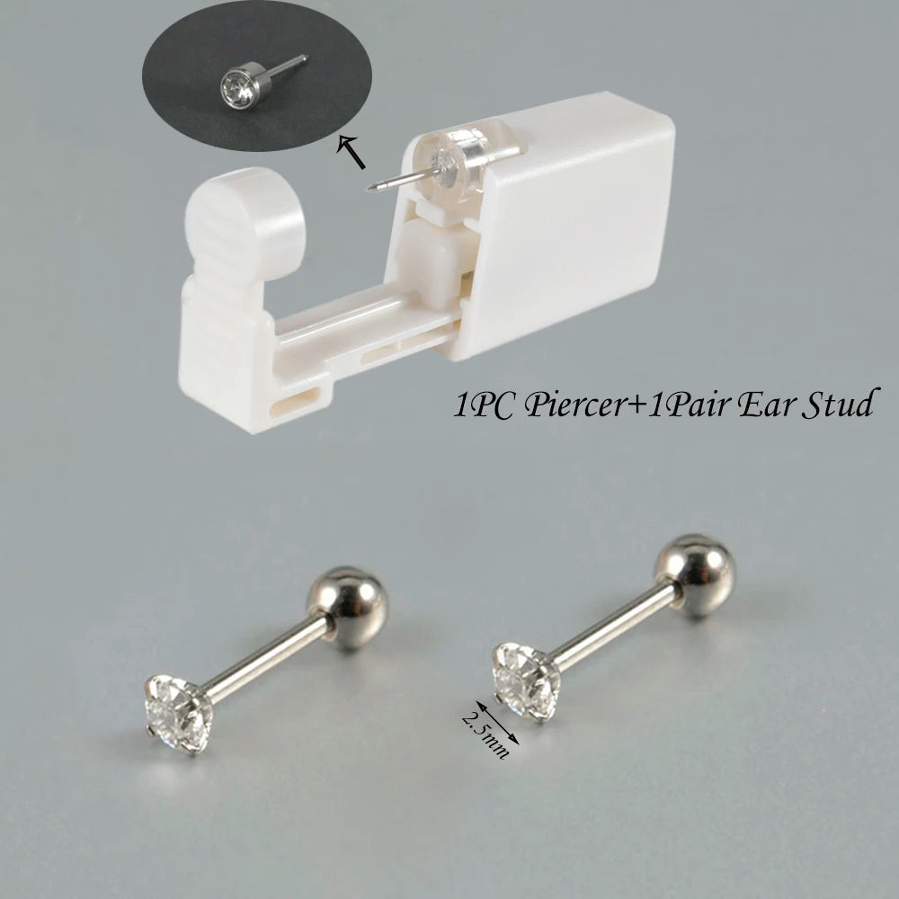 Kit de Piercing de Oreja Desechable Estéril - Circonita Redonda