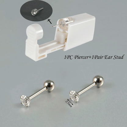 Kit de Piercing de Oreja Desechable Estéril - Circonita Redonda