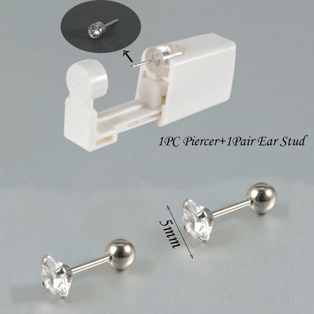 Kit de Piercing de Oreja Desechable Estéril - Circonita Redonda
