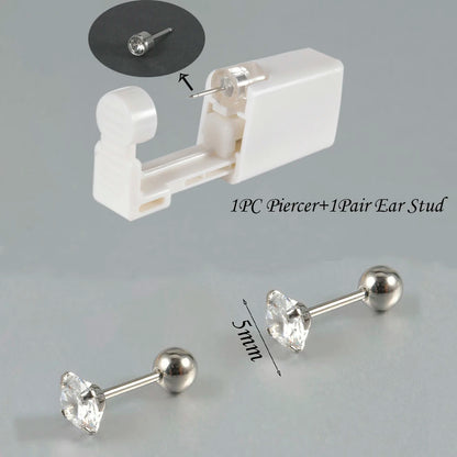 Kit de Piercing de Oreja Desechable Estéril - Circonita Redonda