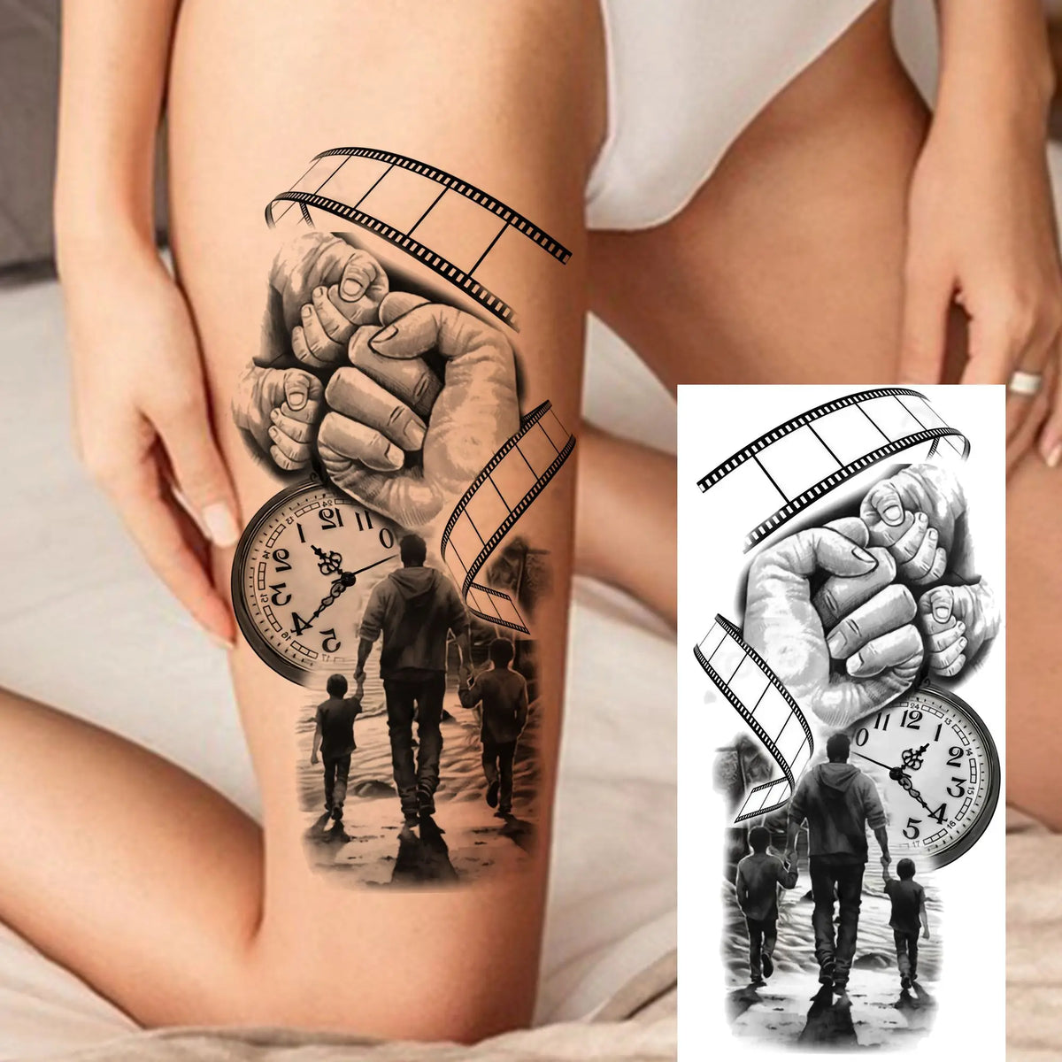 Set de Tatuajes Temporales - Diseños de Fe y Familia, Resistentes al Agua