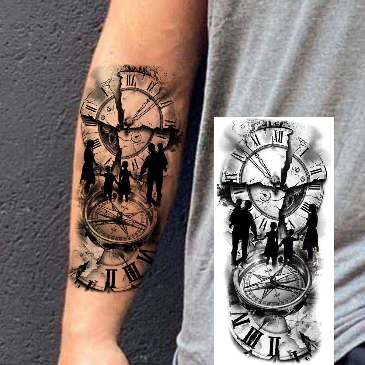 Set de Tatuajes Temporales - Diseños de Fe y Familia, Resistentes al Agua