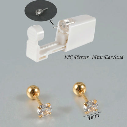 Kit de Piercing de Oreja Desechable Estéril - Circonita Redonda