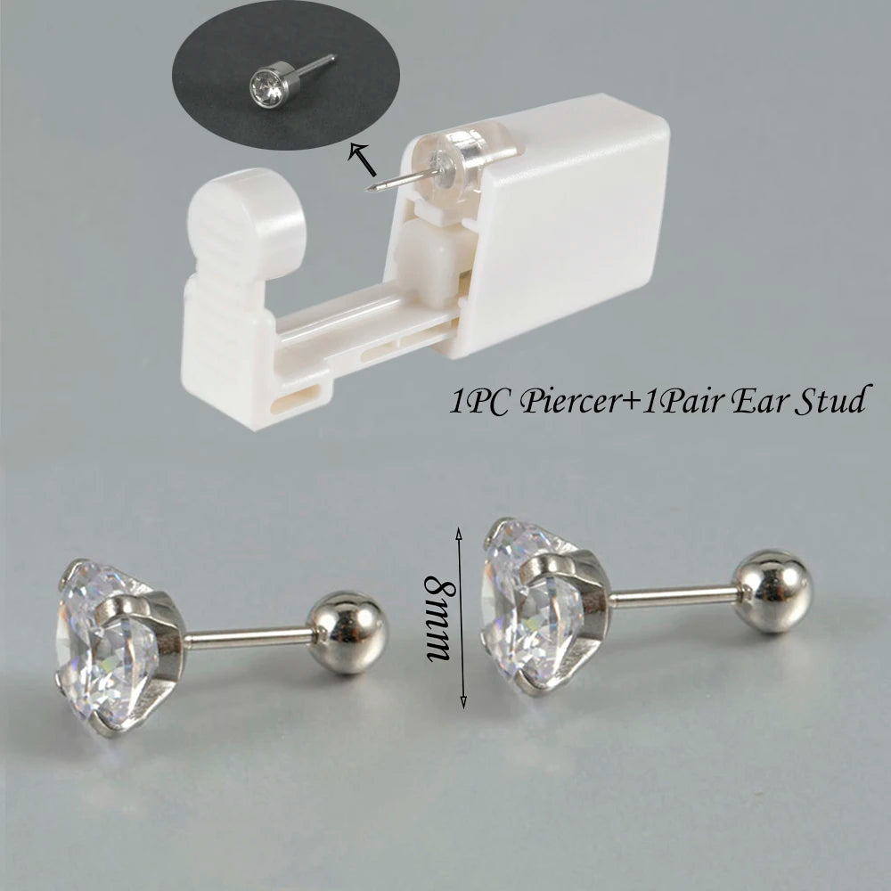 Kit de Piercing de Oreja Desechable Estéril - Circonita Redonda