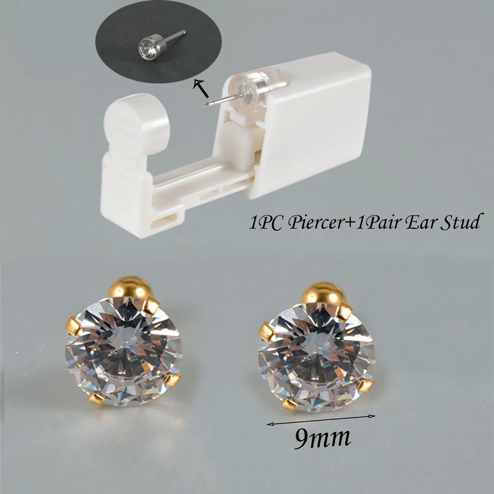 Kit de Piercing de Oreja Desechable Estéril - Circonita Redonda