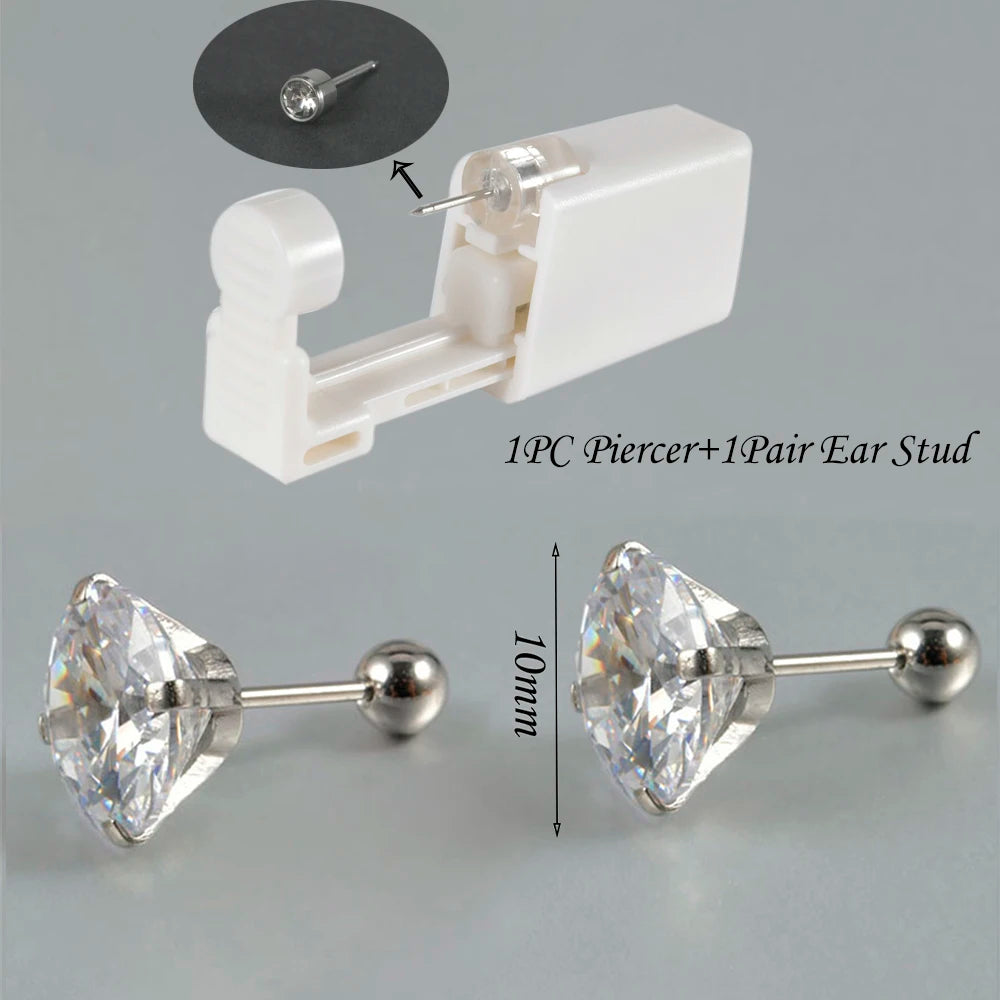 Kit de Piercing de Oreja Desechable Estéril - Circonita Redonda