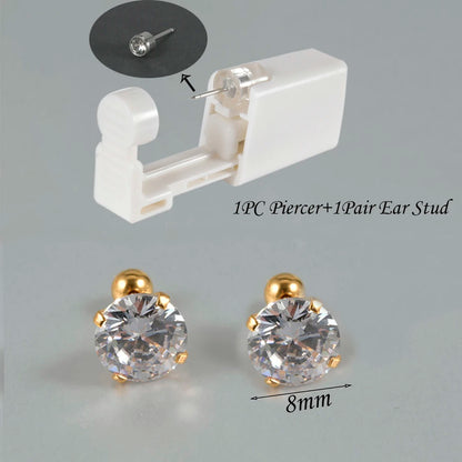 Kit de Piercing de Oreja Desechable Estéril - Circonita Redonda